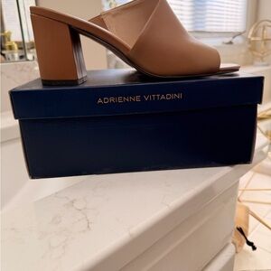Adrienne Vittadini Tan Block Heel Sandals